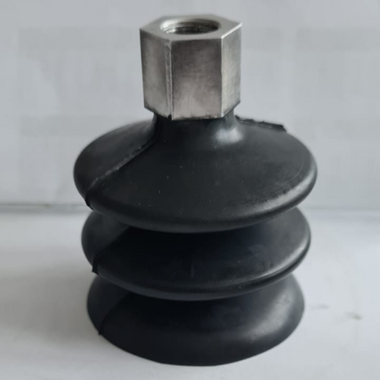 Ventosa a soffietto in gomma vulcanizzata con supporto di alluminio femmina 1/4" per vuoto e automazione industriale ecc.